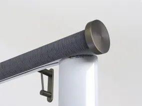 Motorised curtain pole set in 50mm dia. flint wrap with mini disc finials
