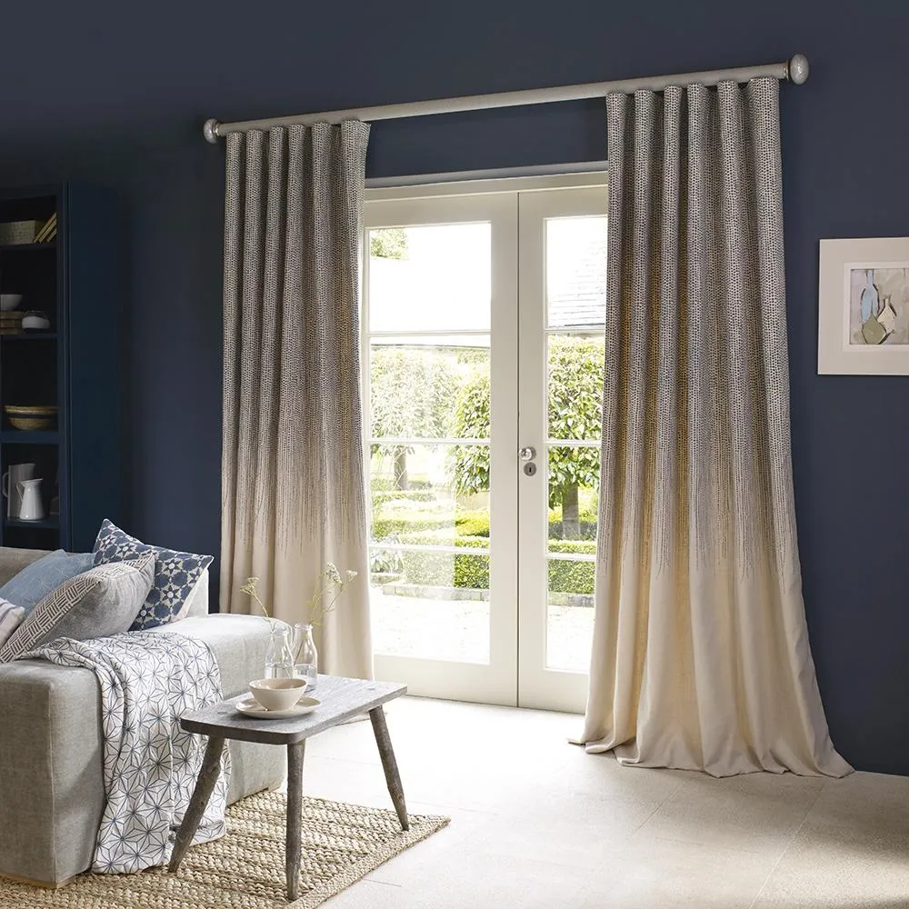 Motorised curtain pole set in 50mm dia. moonlight wrap with mini disc finials