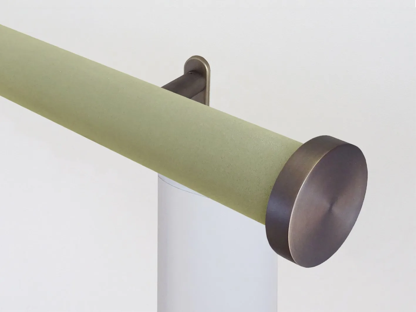 Motorised curtain pole set in 50mm dia. new acorn wrap with mini disc finials