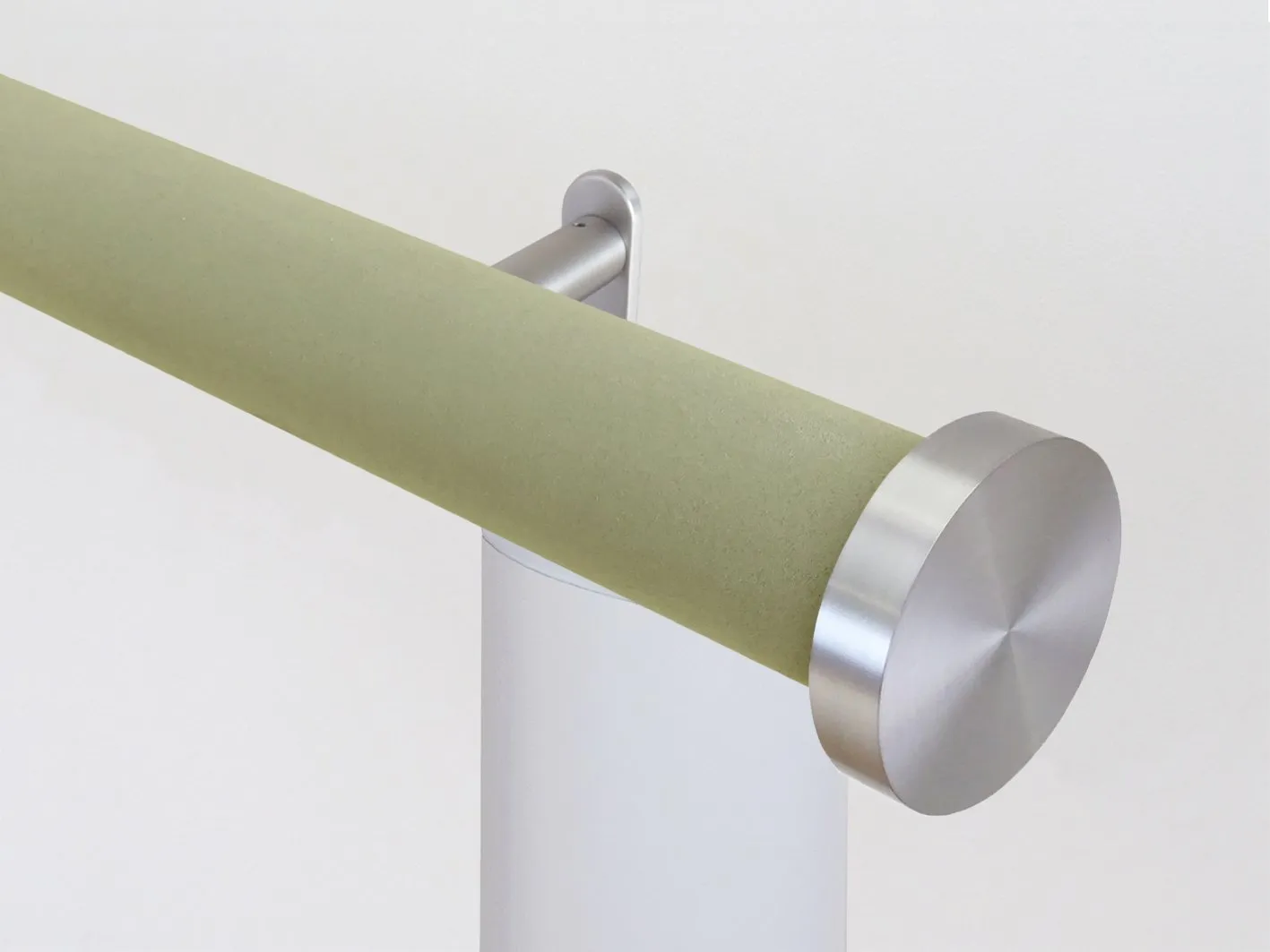 Motorised curtain pole set in 50mm dia. new acorn wrap with mini disc finials