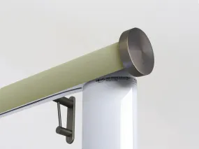 Motorised curtain pole set in 50mm dia. new acorn wrap with mini disc finials