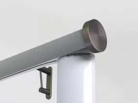 Motorised curtain pole set in 50mm dia. slate wrap with mini disc finials