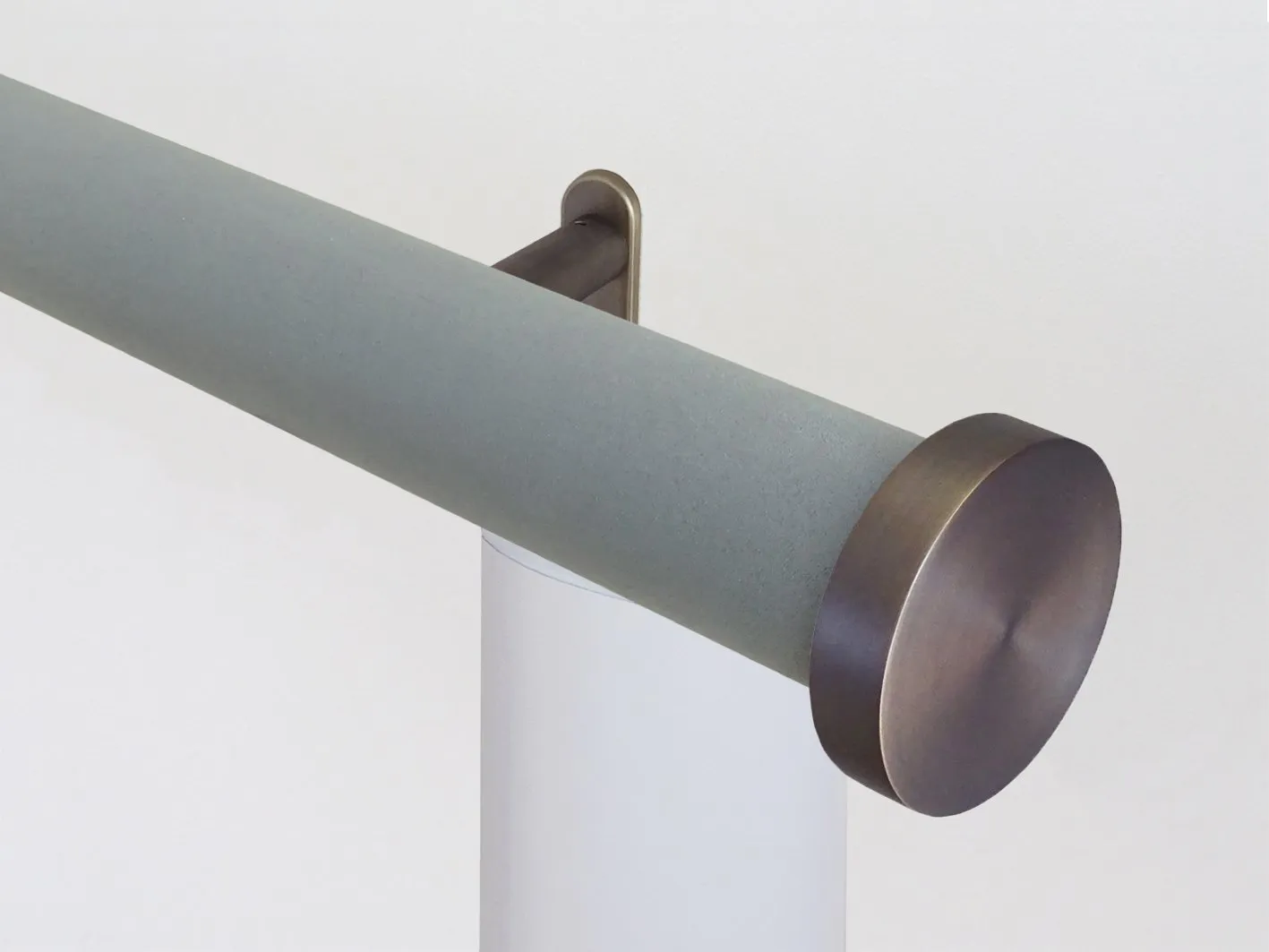 Motorised curtain pole set in 50mm dia. slate wrap with mini disc finials