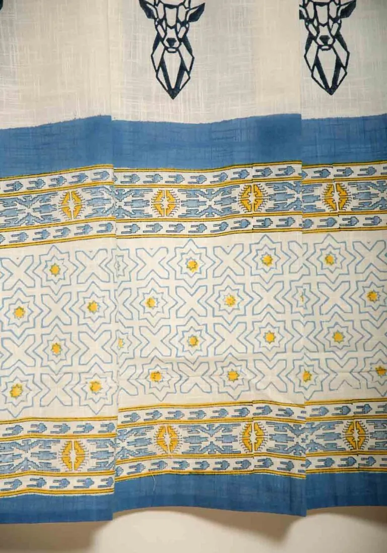 Muscari Hand Block Print Cotton Curtain