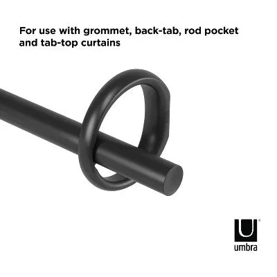 New - 42"-120" Umbra Ringlet Curtain Rod Matte Black