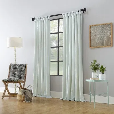 New - 95"x52" Washed Cotton Twist Tab Light Filtering Curtain Panel Green - Archaeo