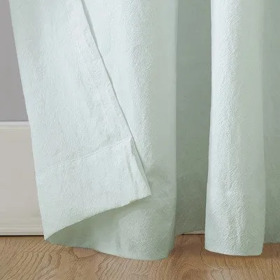 New - 95"x52" Washed Cotton Twist Tab Light Filtering Curtain Panel Green - Archaeo