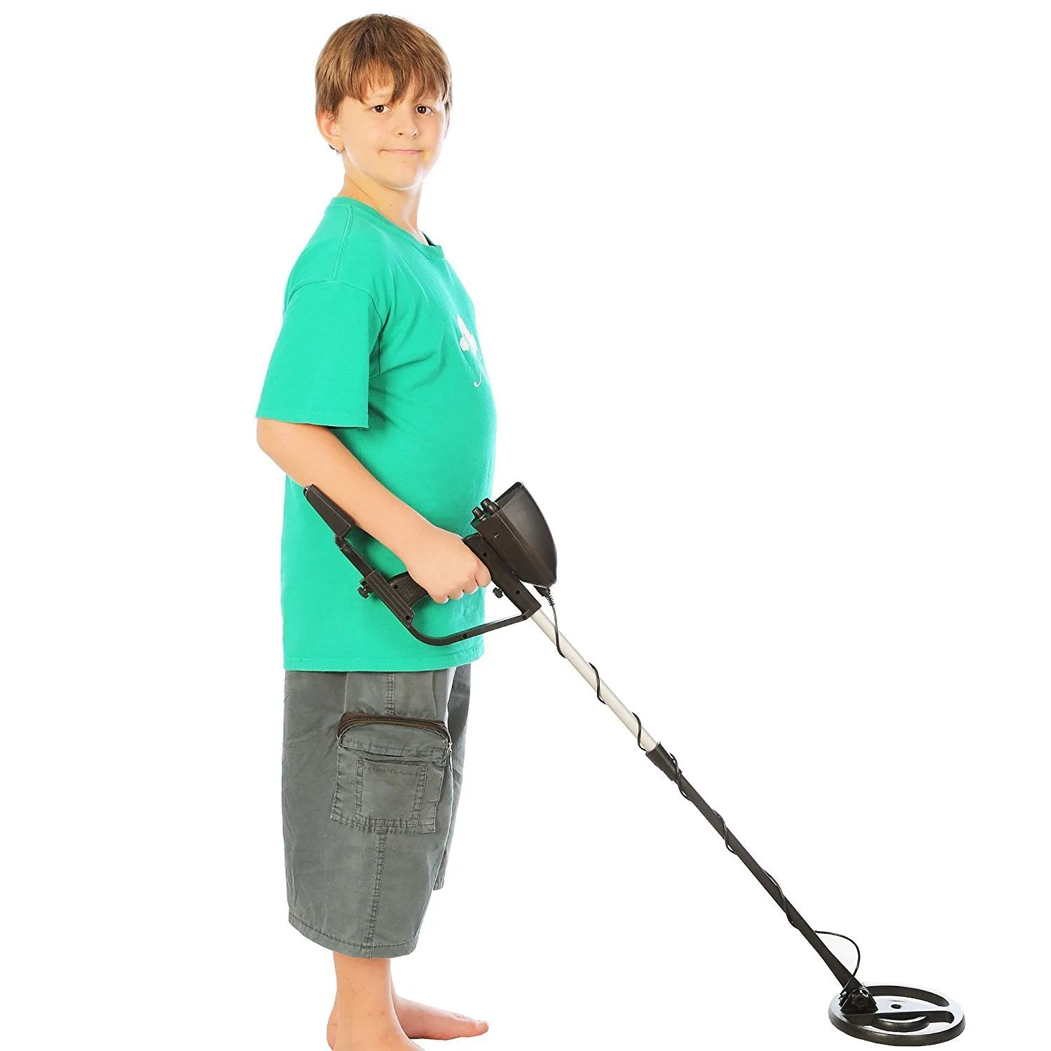 NHI Metal Detector Starter Kit - Metal Detectors Waterproof Coil Measures 7.5 Inches - Includes 72 Page Beginners Guide and Folding Shovel