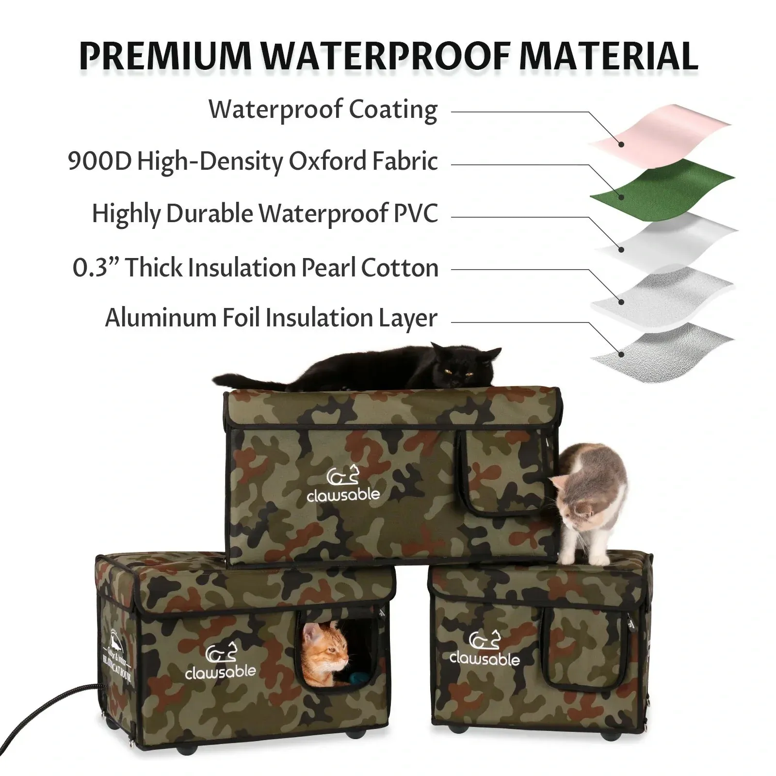 Outdoor Lift-Top Heated Cat House Medium