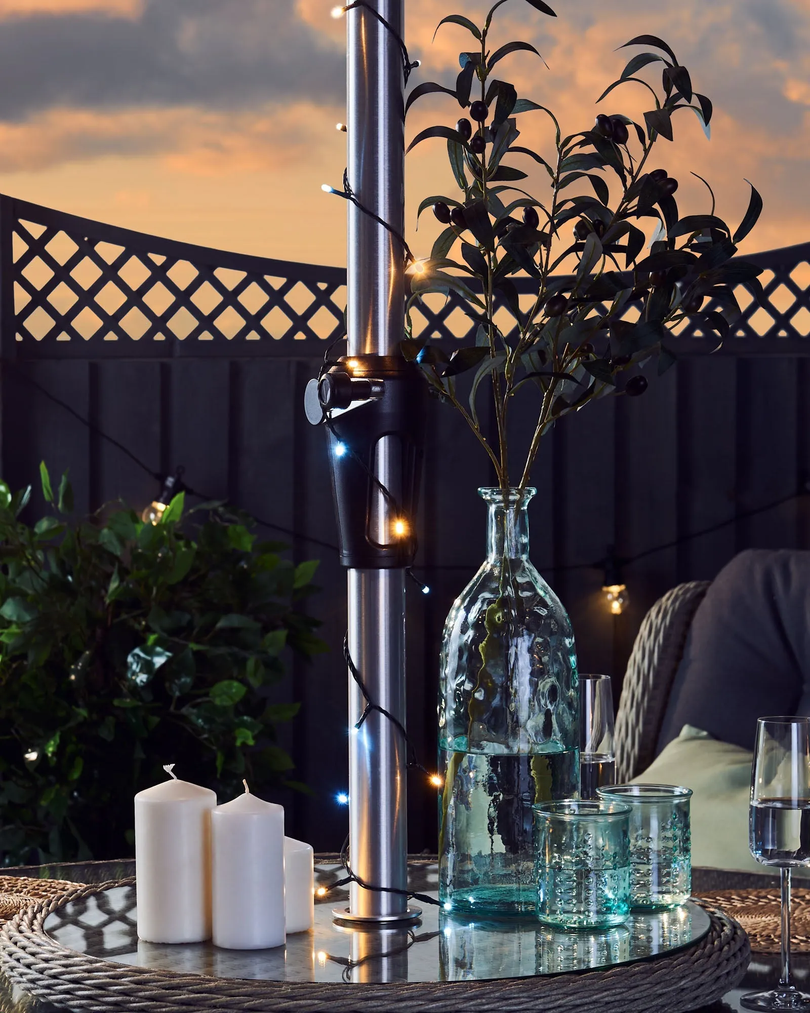 Outdoor Multi-Function 240 LED Light String, Warm White & Ice White