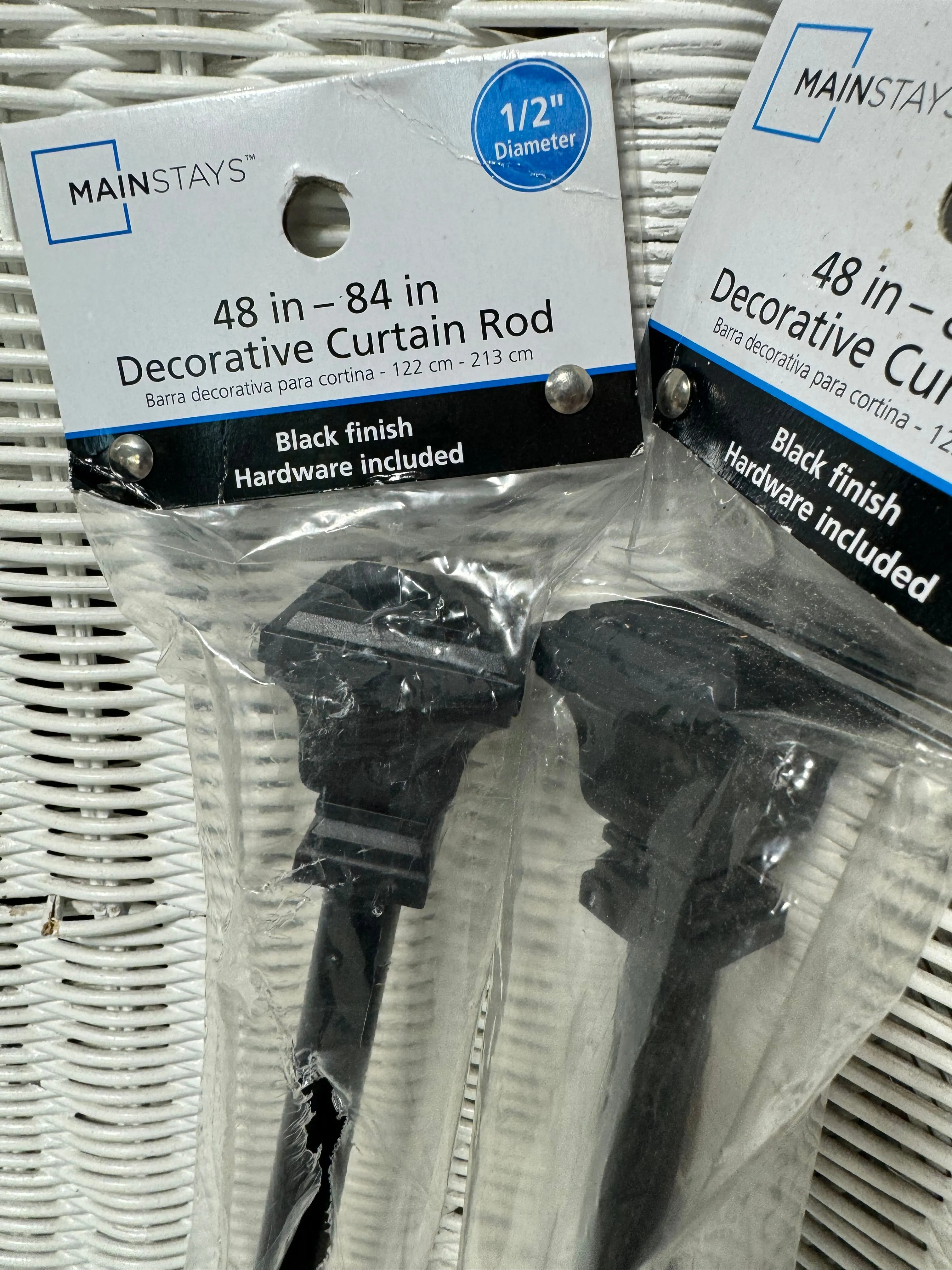 Pair of Mainstays Black Decorative Curtain Rods