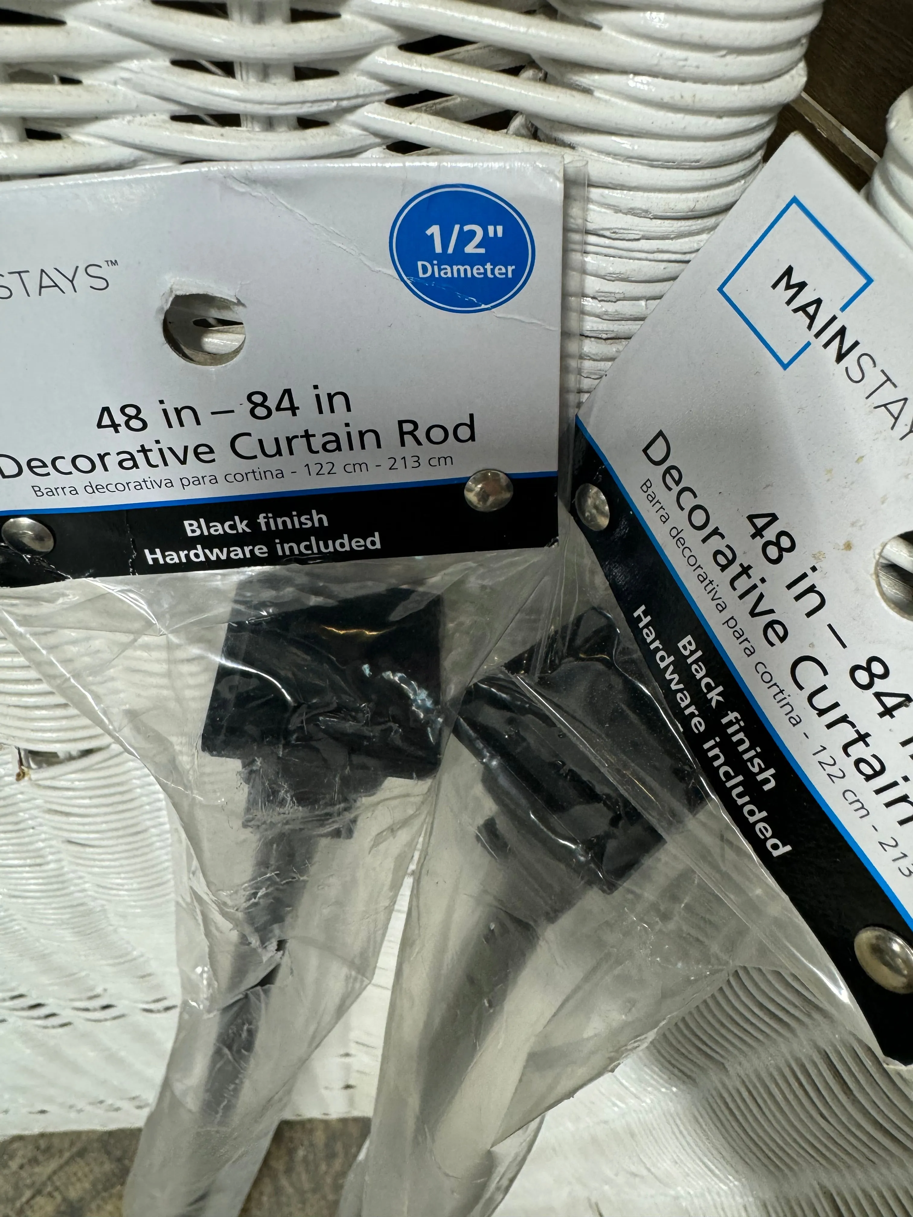 Pair of Mainstays Black Decorative Curtain Rods
