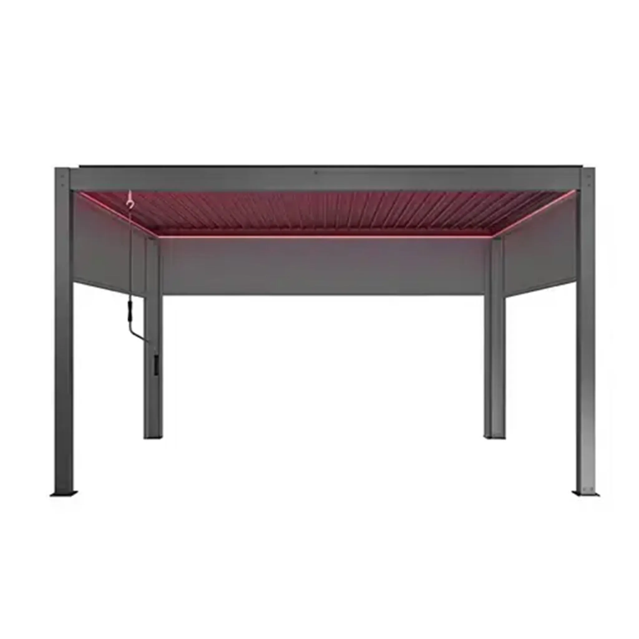 PergoSTET 3m x 4m Rectangular Pergola with 3 Drop Sides and LED Lighting in Grey