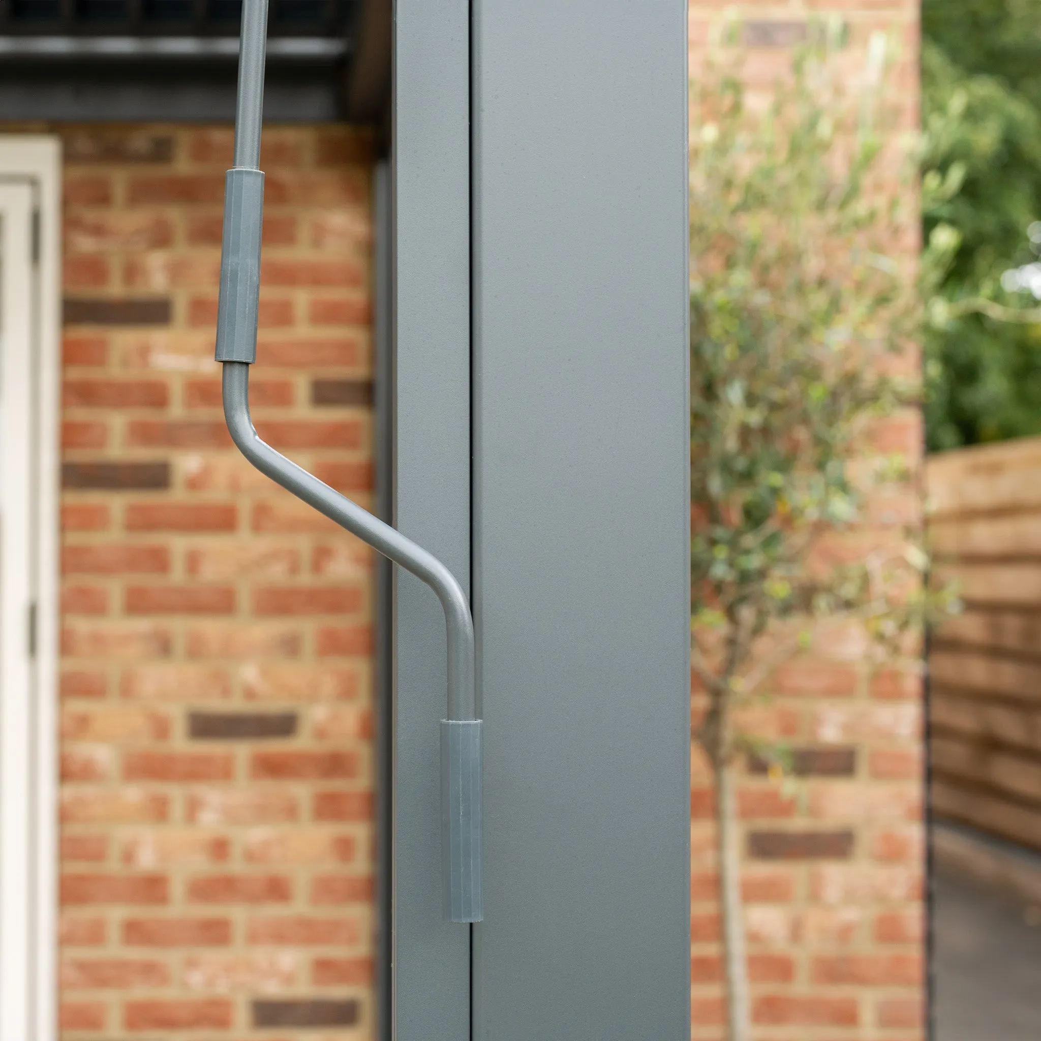 PergoSTET 3m x 4m Rectangular Wall Mounted Pergola with 3 Drop Sides and LED Lighting in Grey