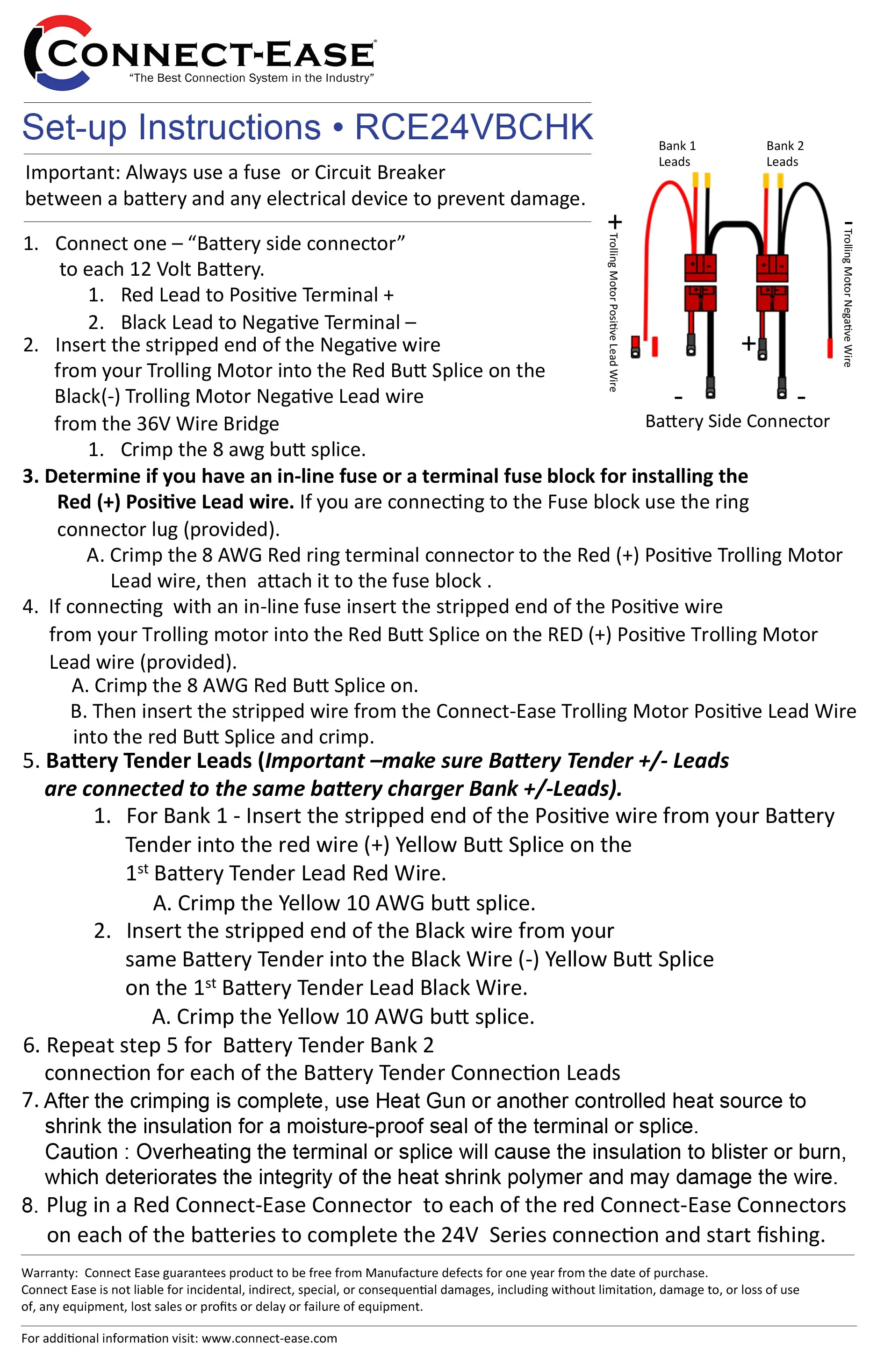 "Game Changer" 24 Volt Series Trolling Motor Connection Kit with On-Board Charging (RCE24VBCHK) Lithium Compatible #