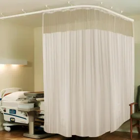 "Lushomes Hospital and Clinic Partition Curtains: 18x7 FT Channel Design with Net Fabric, 100% Polyester - Cream Stripes"