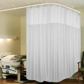 "Premium Hospital Partition Curtains: 12x7 FT Clinic Curtains with Net Fabric, Rustproof Metal Eyelets & Hooks - White Zig Zag Design"
