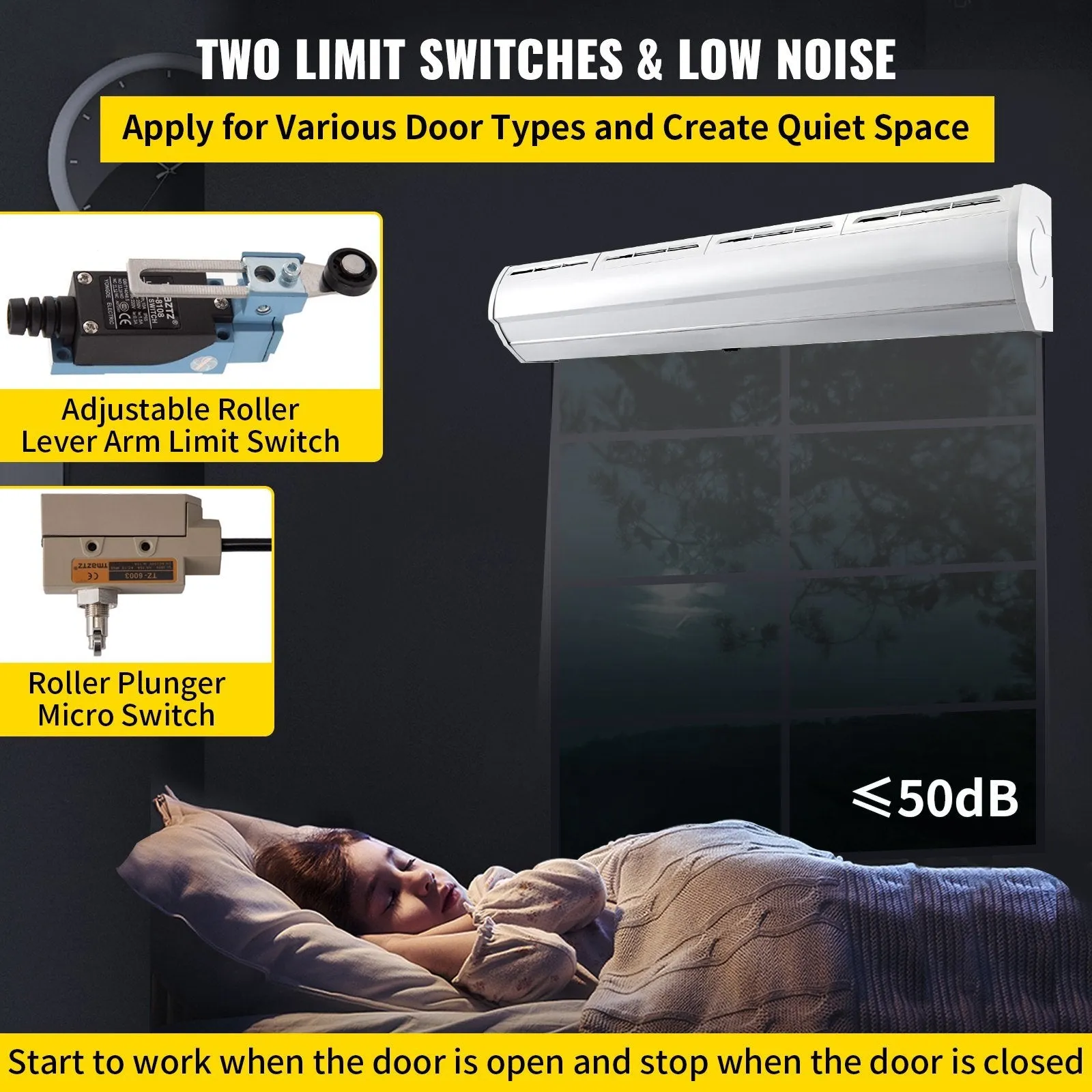 "VEVOR 59" Commercial Indoor Air Curtain: UL & CE Certified, 2 Speeds, 1113 CFM Air Volume, with Easy-Install Micro Switches, 110V Unheated"