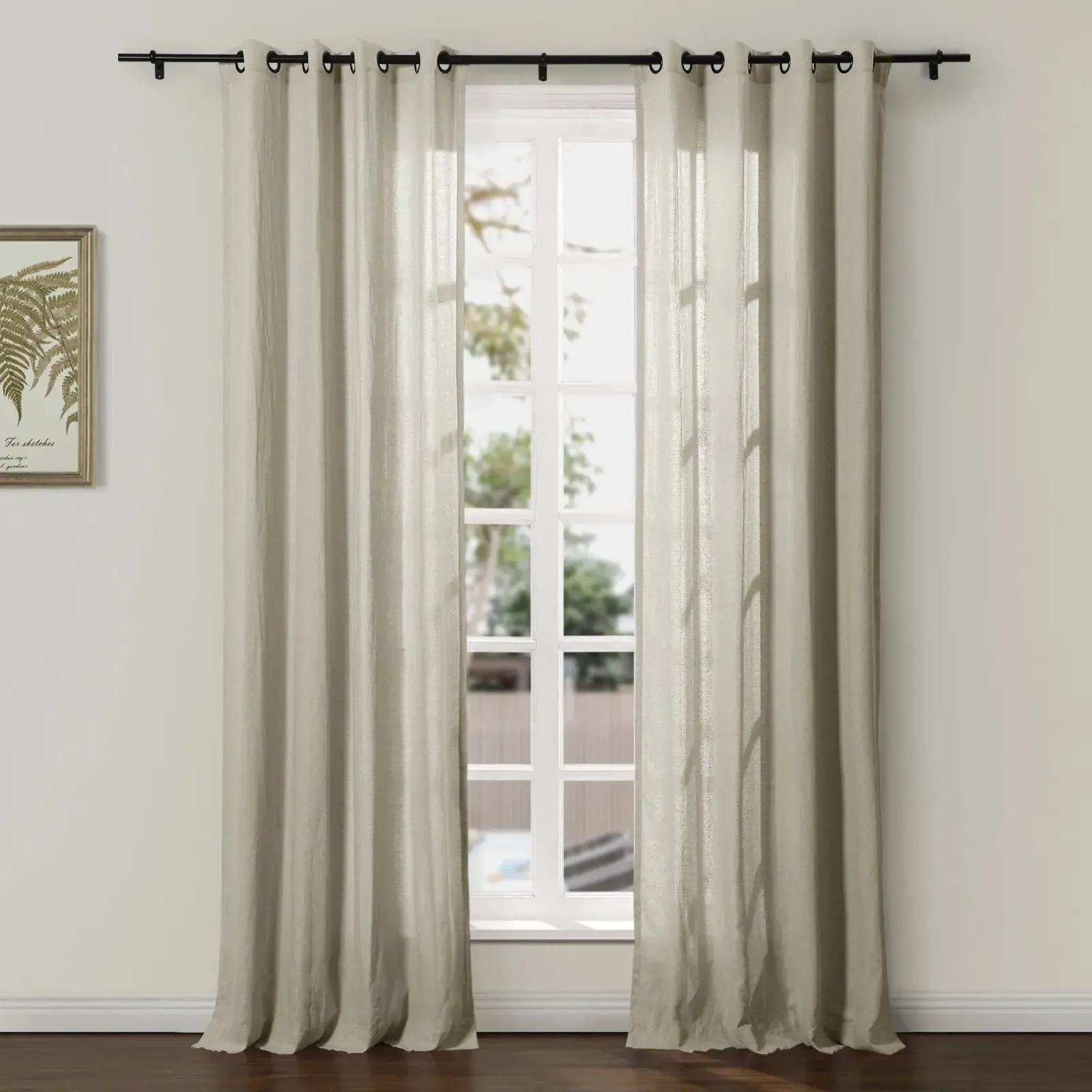 Ron Linen Cotton Herringbone Curtain Grommet