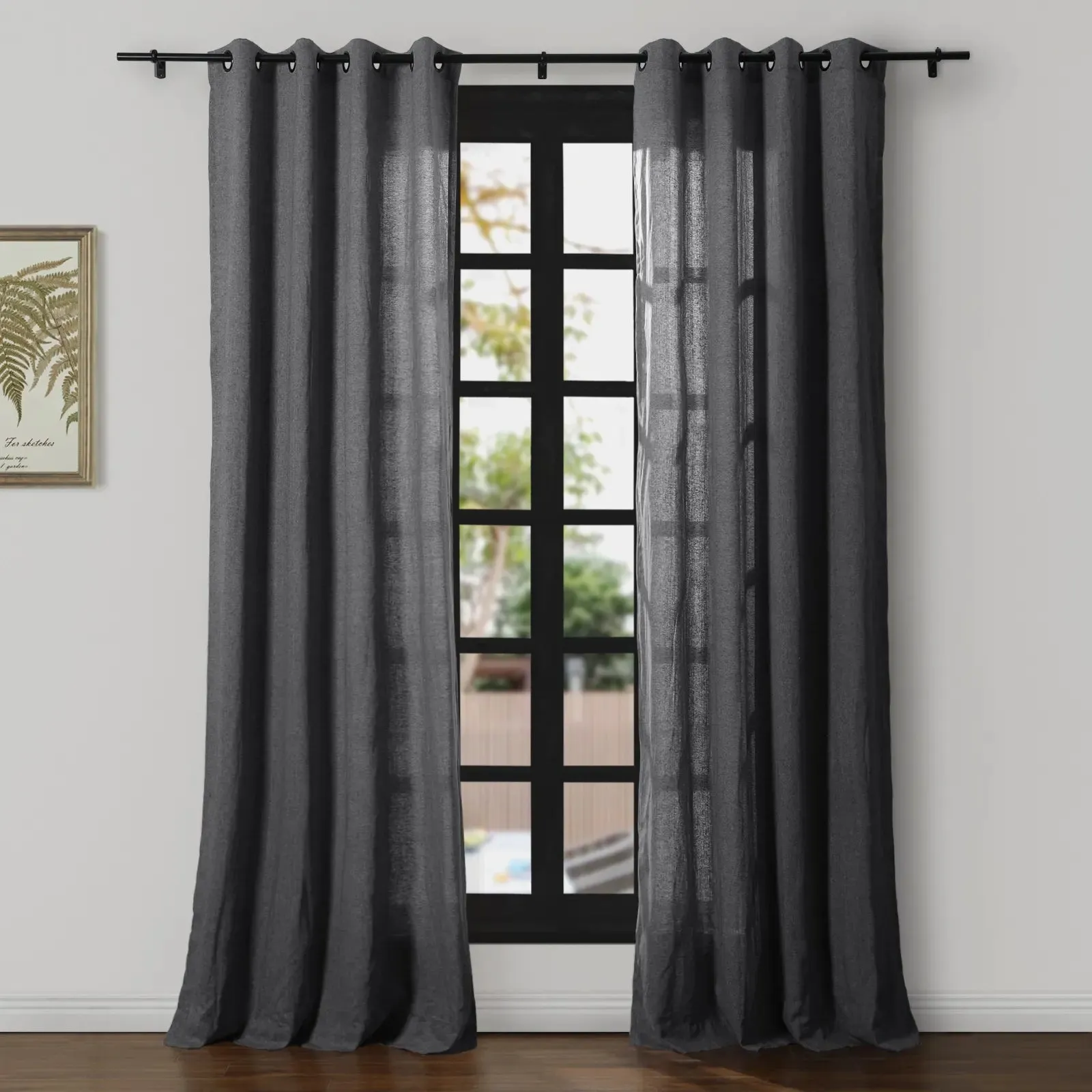 Ron Linen Cotton Herringbone Curtain Grommet