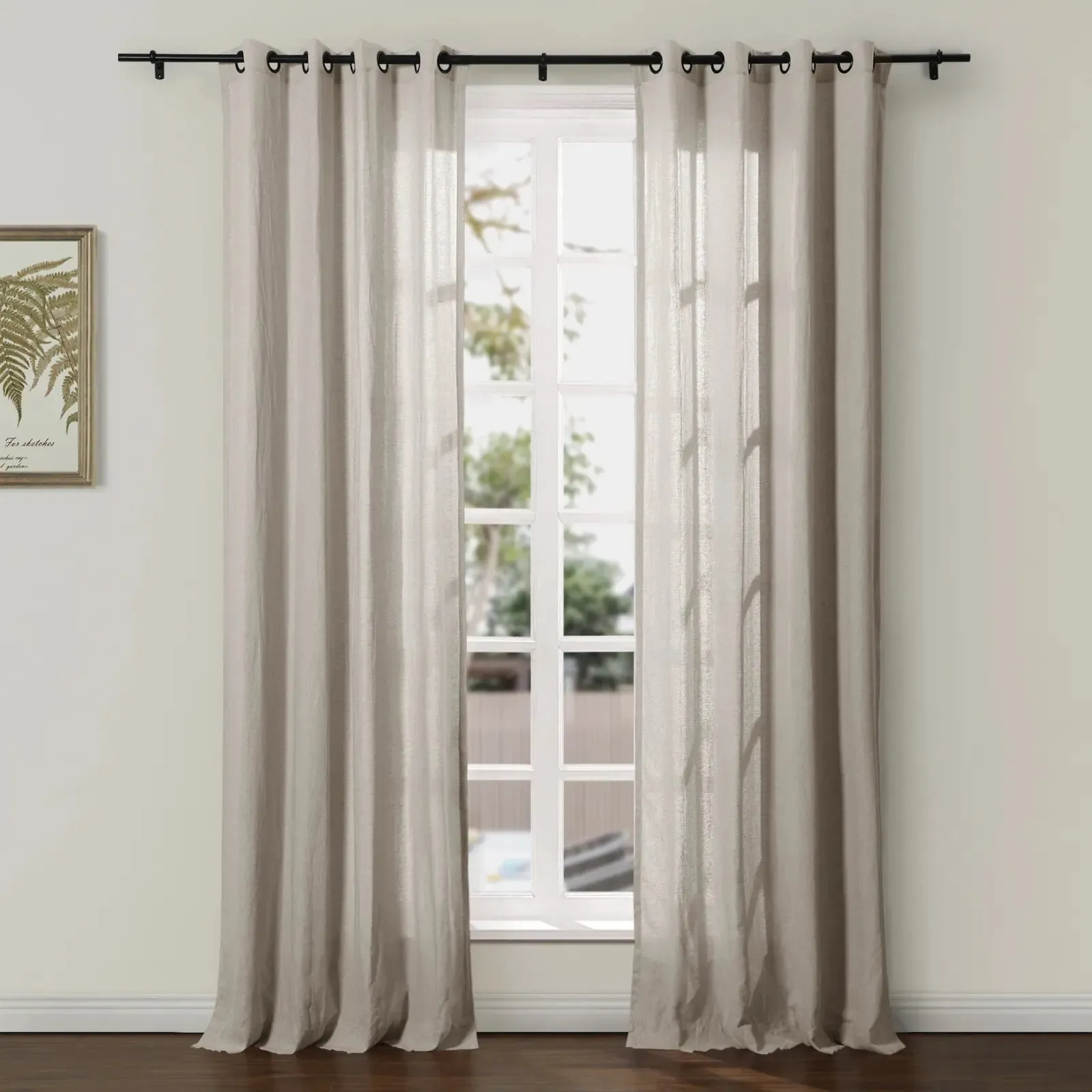 Ron Linen Cotton Herringbone Curtain Grommet