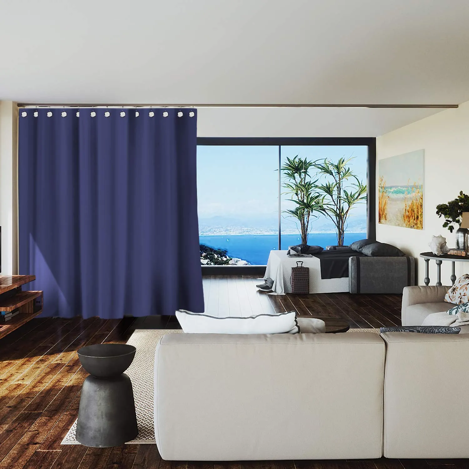 Room Divider Curtain, 9ft Tall X 10ft Wide (Harbor Blue)