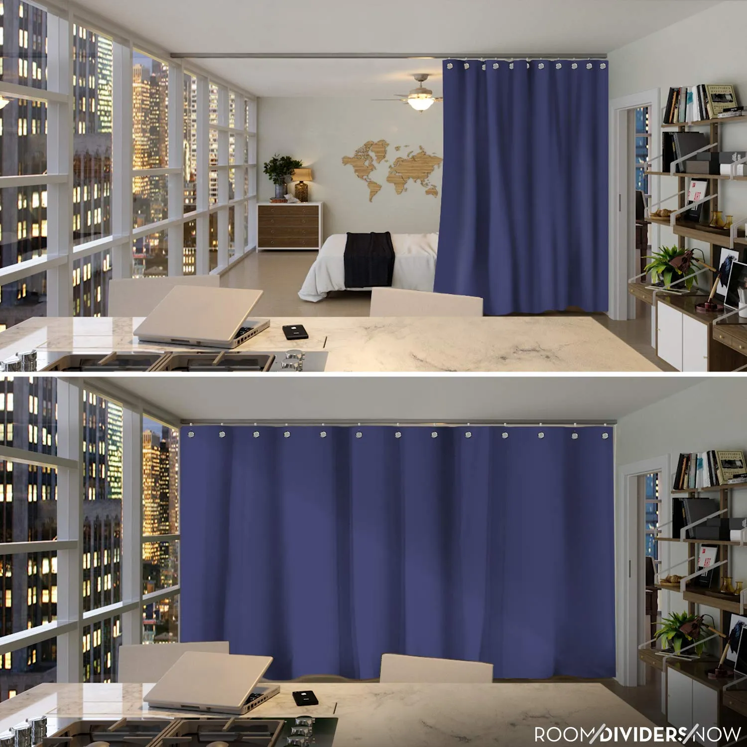 Room Divider Curtain, 9ft Tall X 10ft Wide (Harbor Blue)