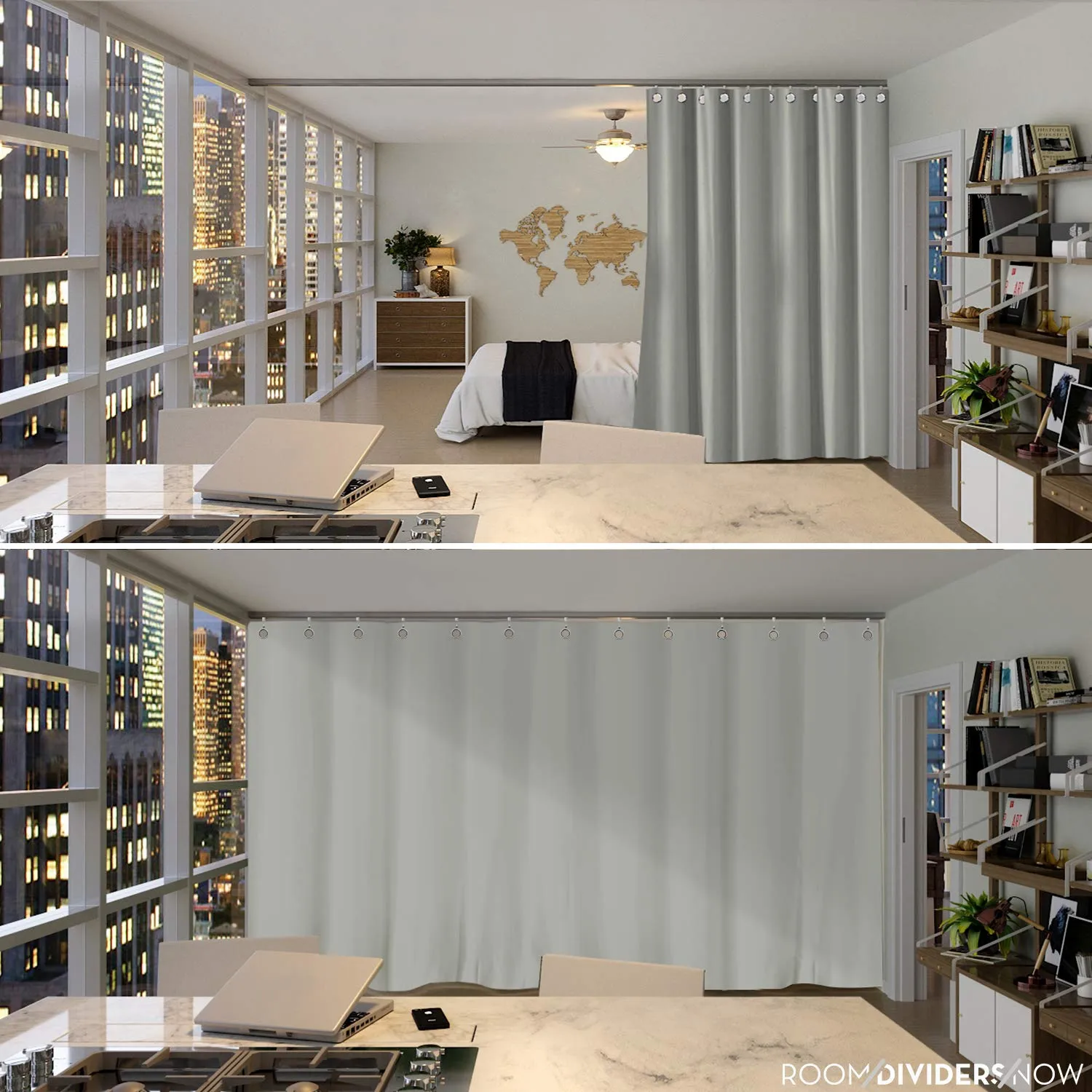 Room/Dividers/Now Premium Room Divider Curtain, 7ft Tall x 4ft Wide (Stone White