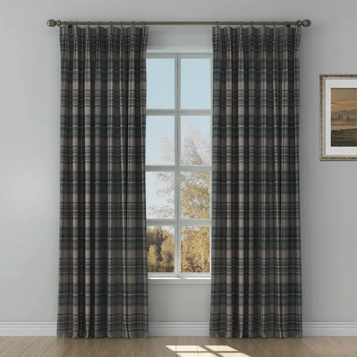 Sara Le Print Linen Cafe Curtain Pleated
