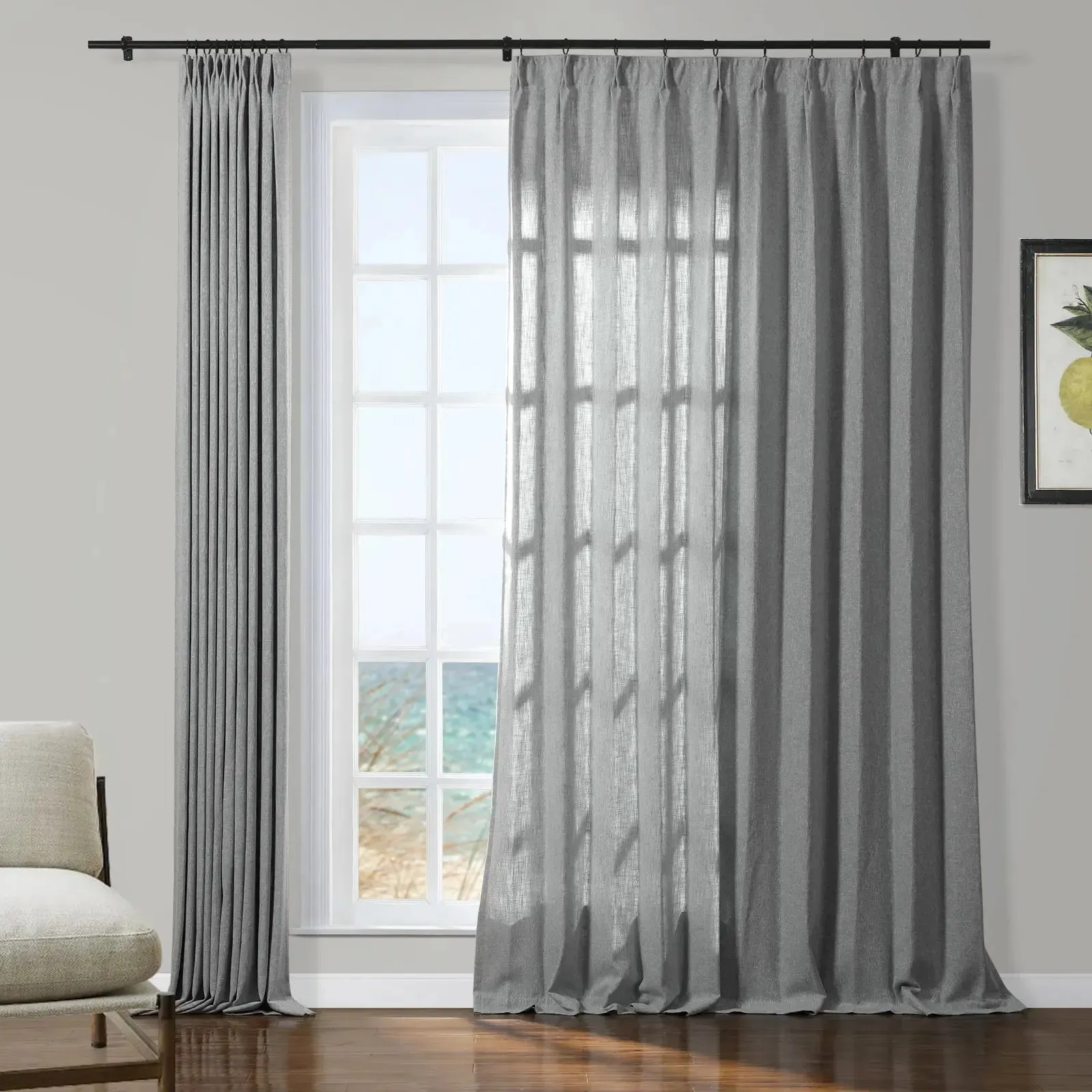 Sarai Textured Metallic Cotton Blend Curtain Pleated