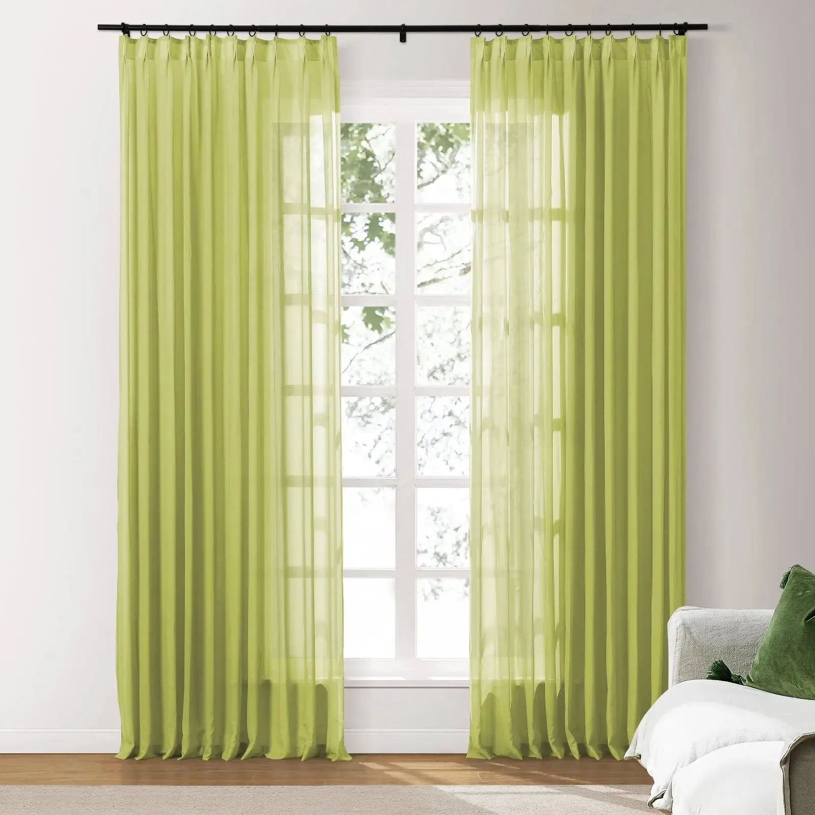 Scandina Solid Voile Sheer Curtain Pleated
