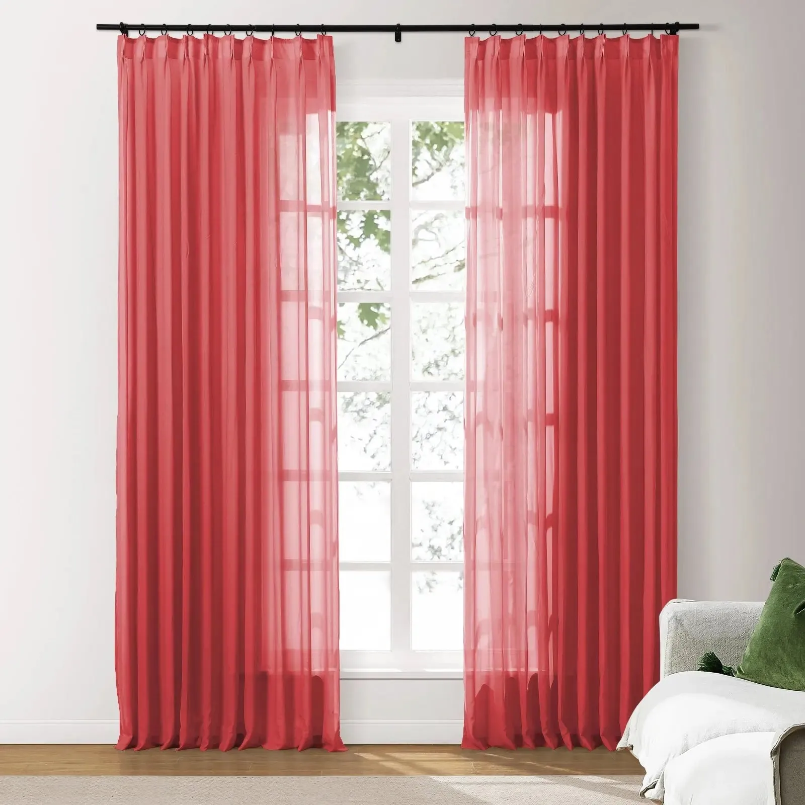 Scandina Solid Voile Sheer Curtain Pleated