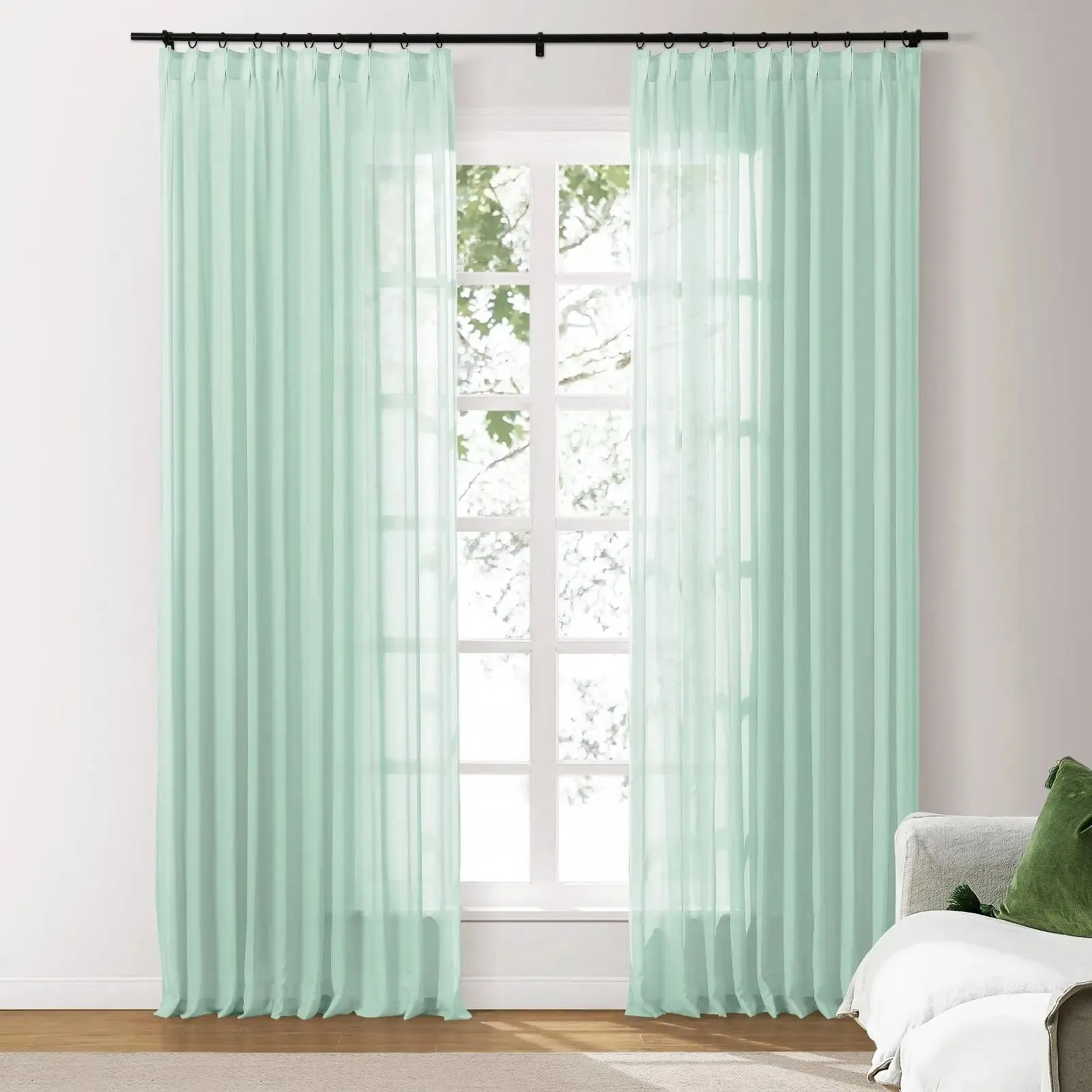 Scandina Solid Voile Sheer Curtain Pleated