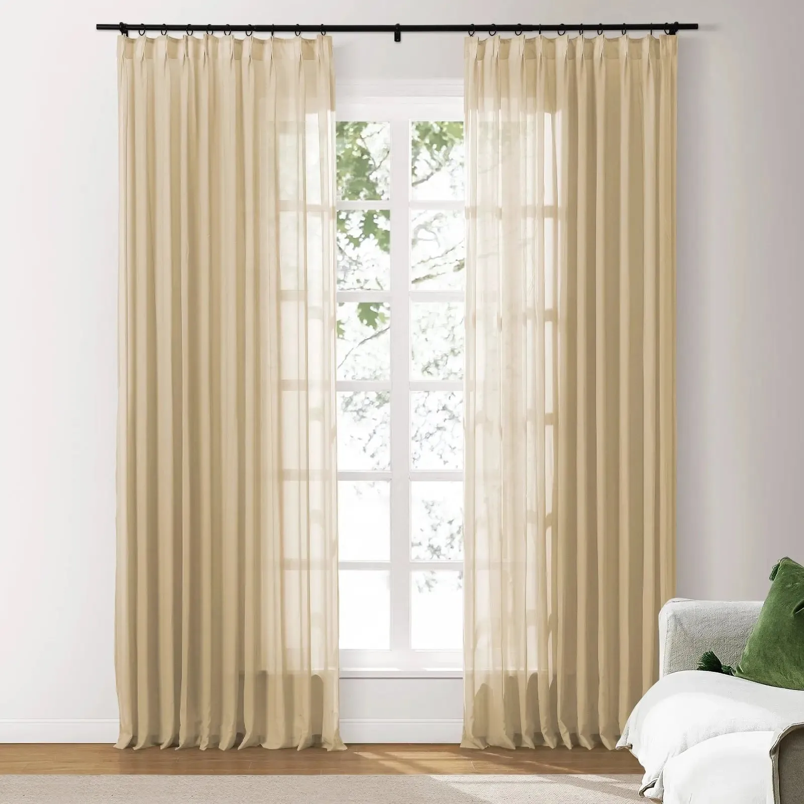 Scandina Solid Voile Sheer Curtain Pleated