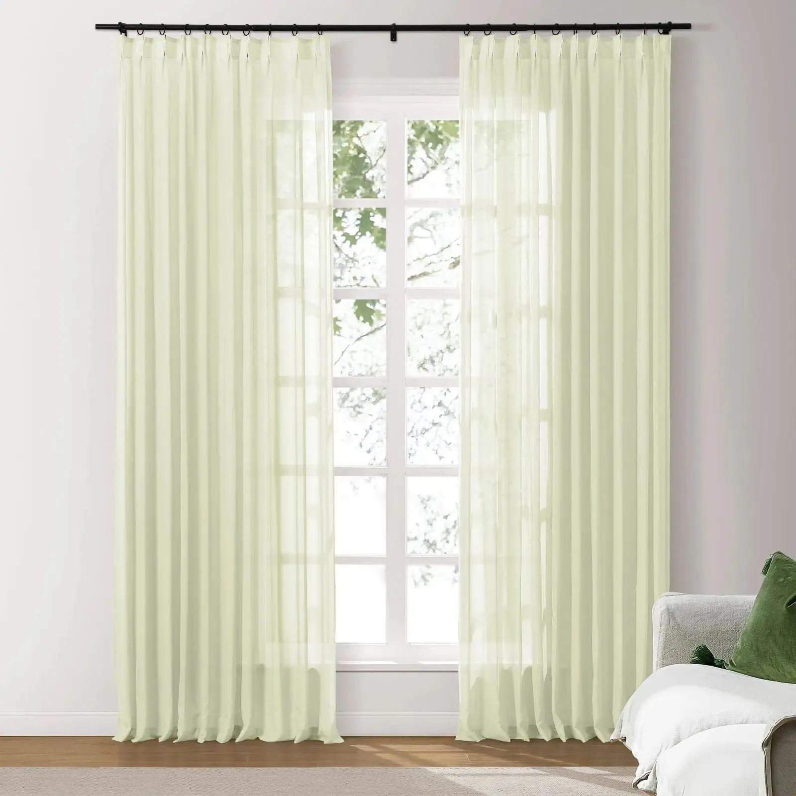 Scandina Solid Voile Sheer Curtain Pleated