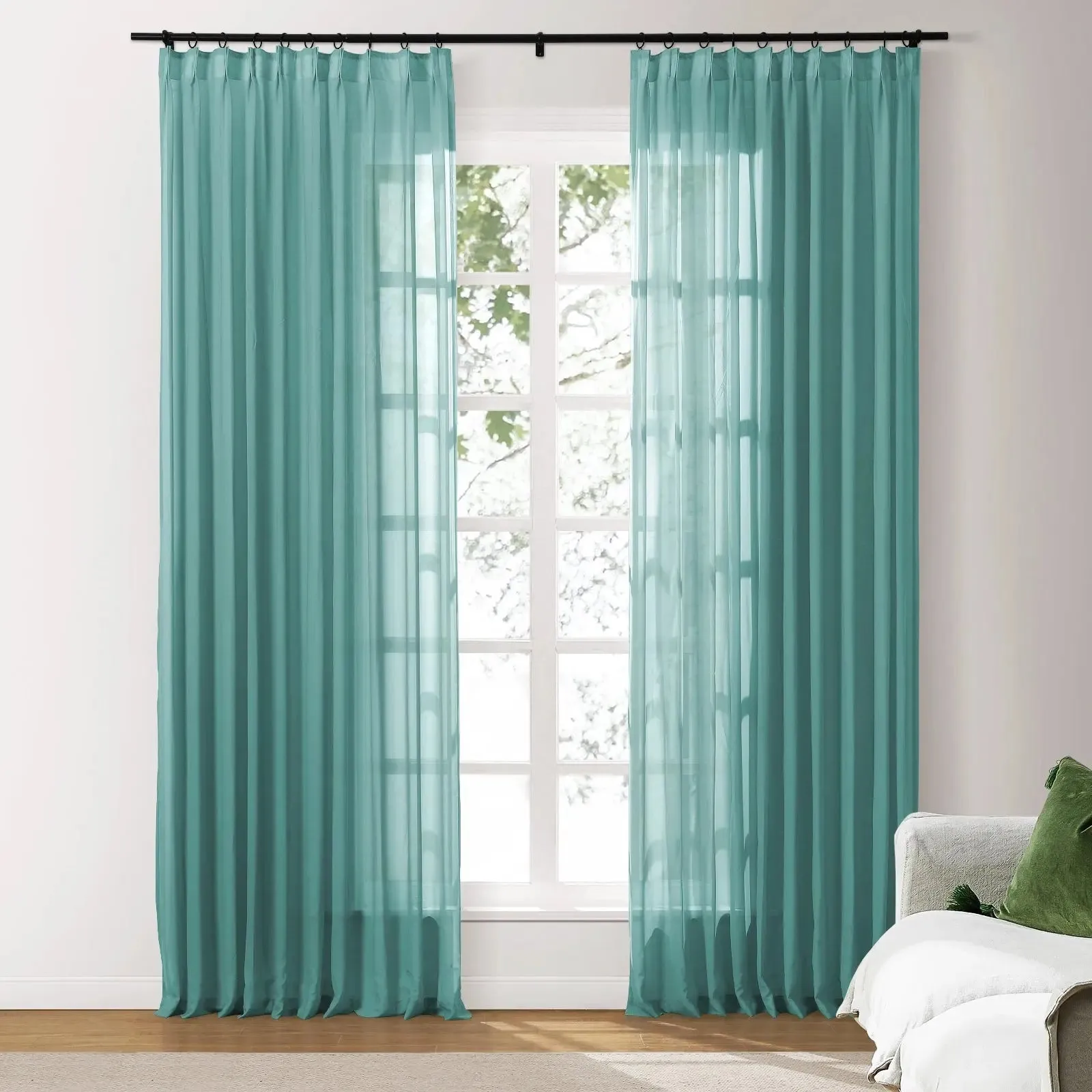 Scandina Solid Voile Sheer Curtain Pleated