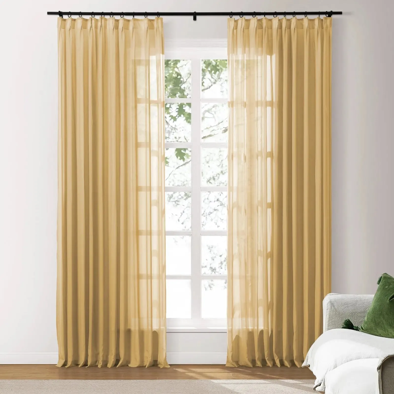 Scandina Solid Voile Sheer Curtain Pleated