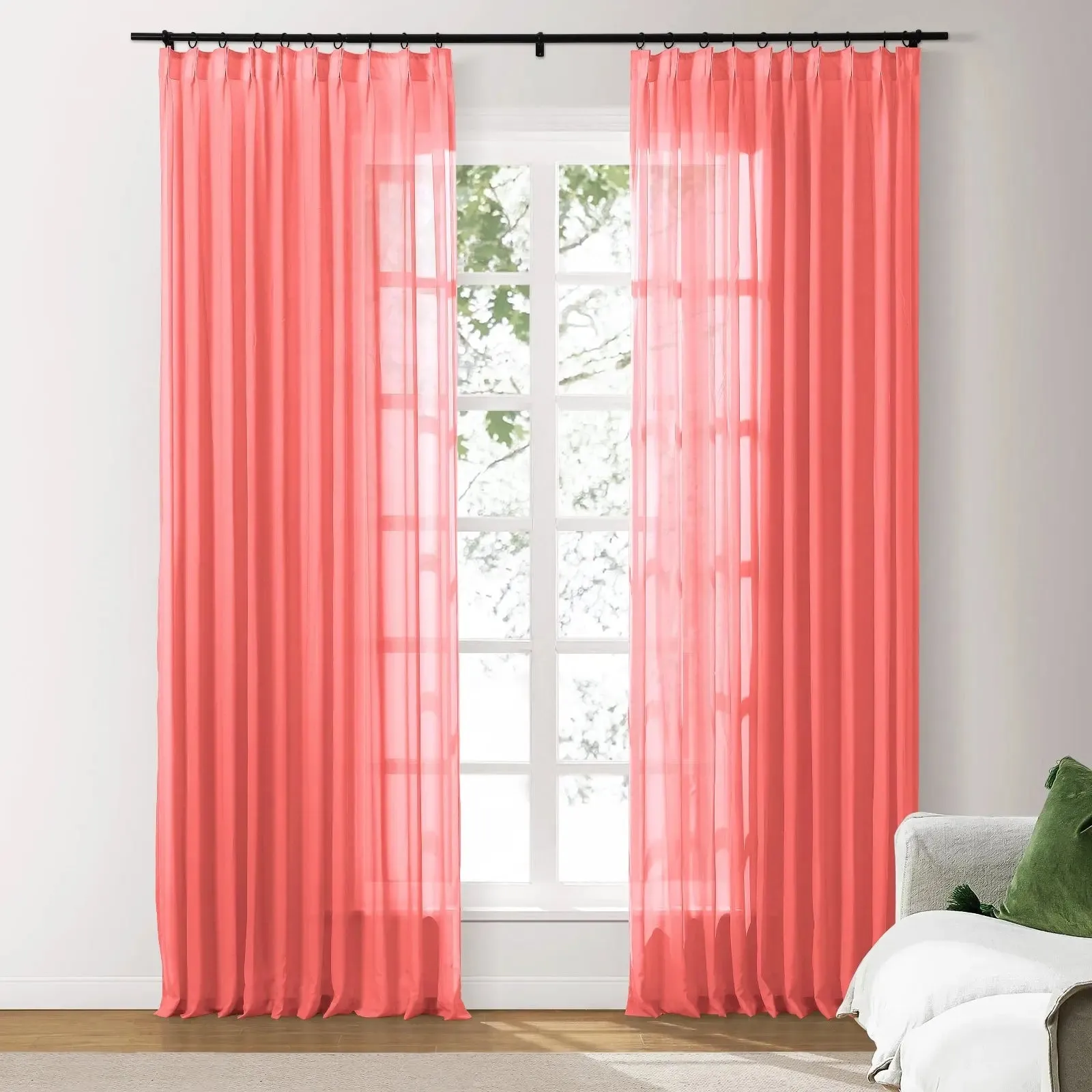 Scandina Solid Voile Sheer Curtain Pleated