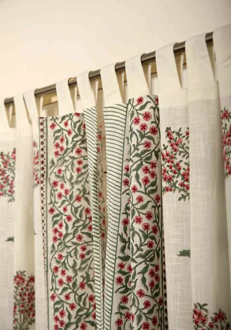 Sea Chase Hand Block Print Cotton Curtain