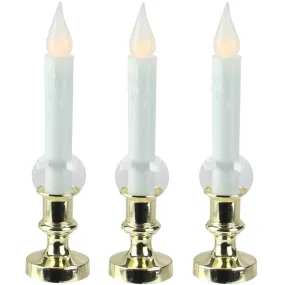 Set of 3 White LED C5 Flickering Window Christmas Candle Lamps with Timer 8.5"