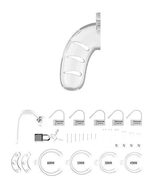 Shots Man Cage 4.5" Cock Cage W-plug 11 - Clear