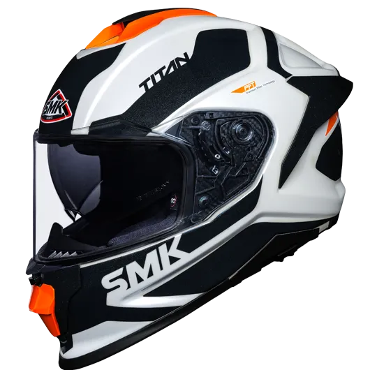 SMK Titan Arok Gloss White Grey Orange (GL167) Helmet