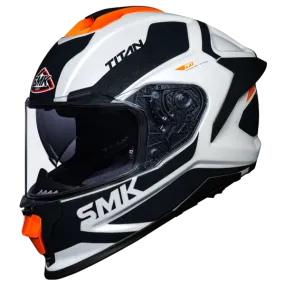 SMK Titan Arok Gloss White Grey Orange (GL167) Helmet