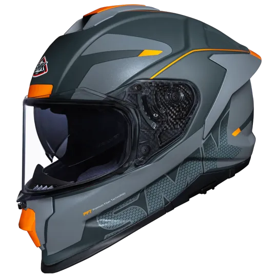 SMK Titan Firefly Matt Grey Orange (MA667) Helmet