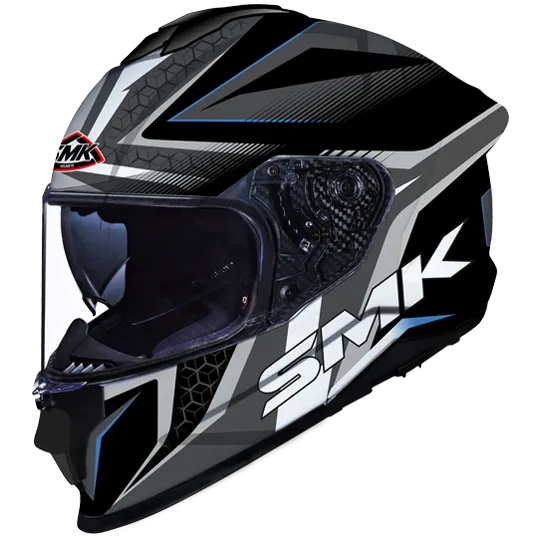 SMK Titan Slick Gloss Black Grey Blue (GL265) Helmet