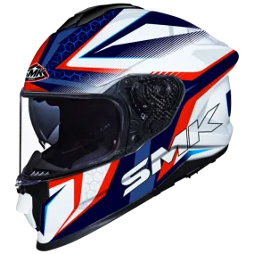 SMK Titan Slick Gloss White Blue Red (GL153) Helmet
