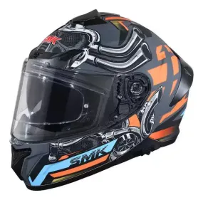 SMK TYPHOON MOTORHEAD GL676 GLOSSY GREY ORANGE Motorbike Helmet  (Orange, Black)