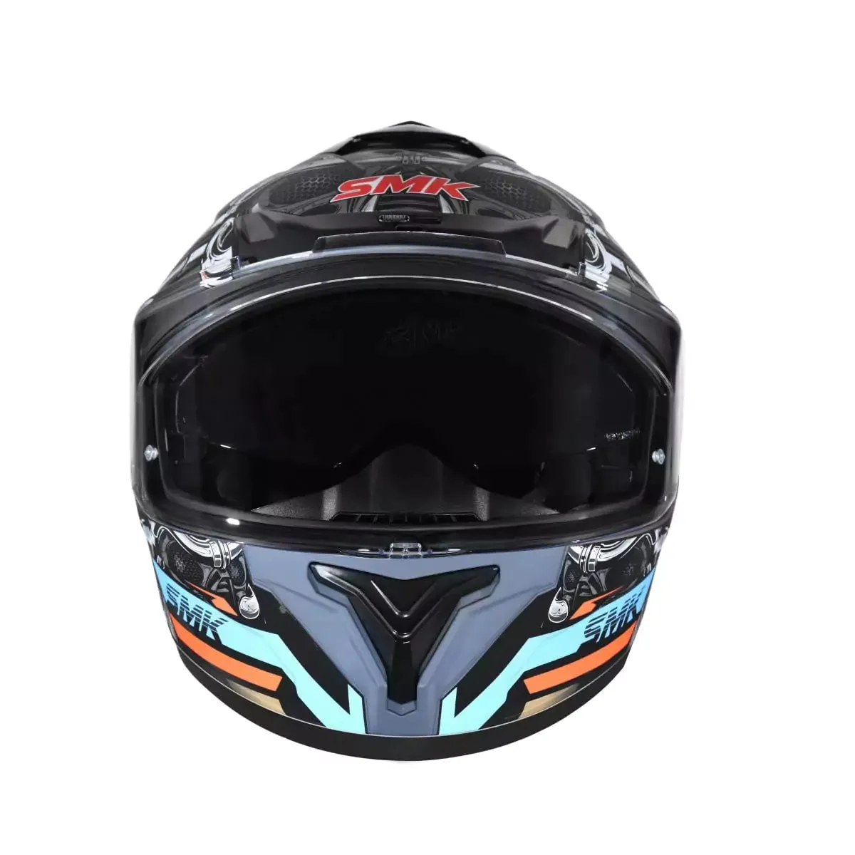 SMK TYPHOON MOTORHEAD GL676 GLOSSY GREY ORANGE Motorbike Helmet  (Orange, Black)