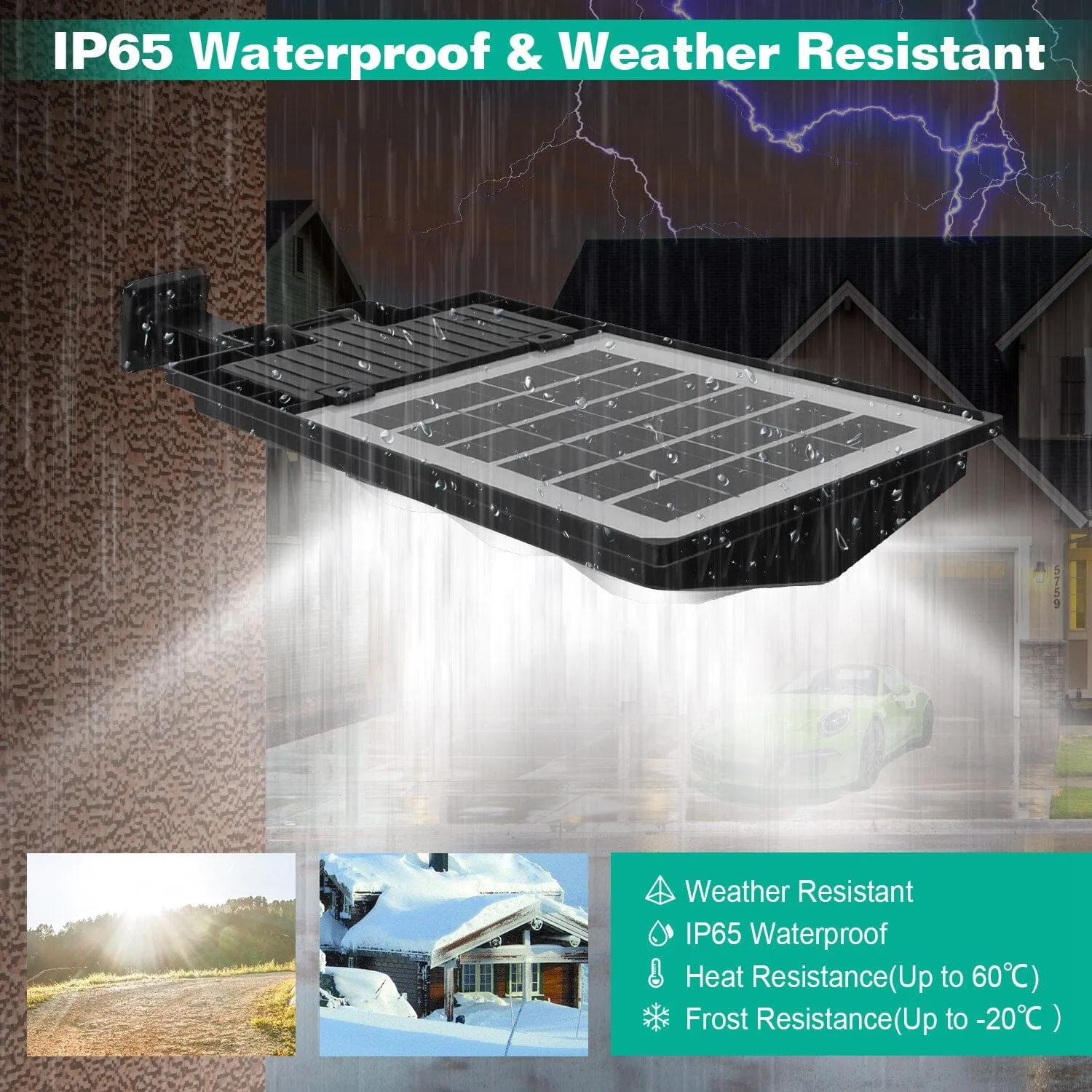 Solar Powered Wall Light Beads PIR Motion Sensor