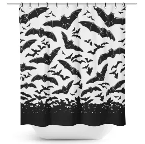 Spooksville Bats Shower Curtain Black/White